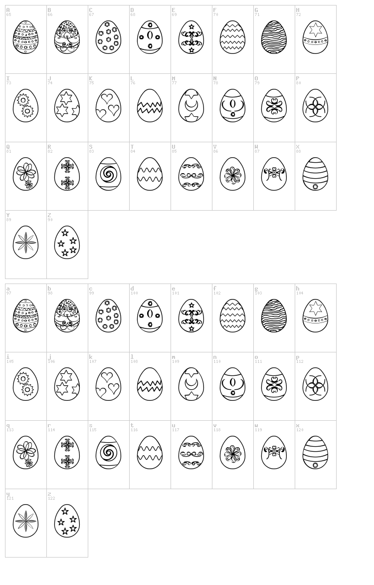 Easter Eggs ST font map